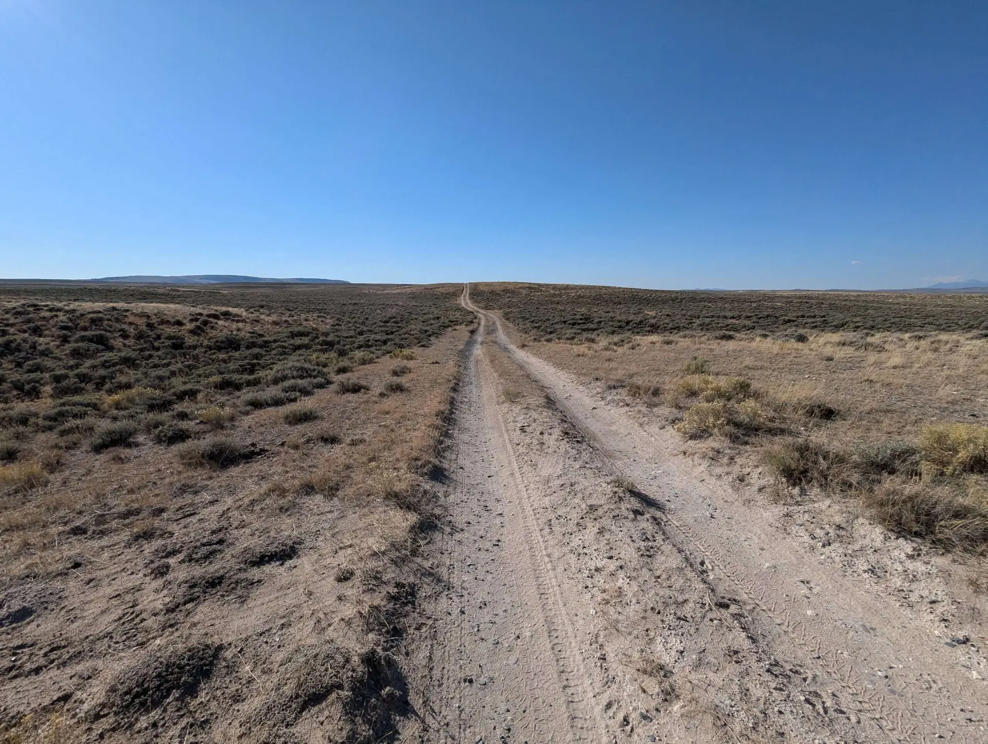Dirt access track through sagebrush at Wyoming Gold project